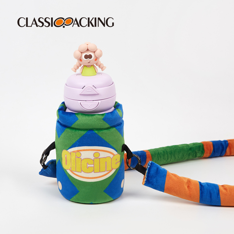 Portabilă husă pentru pahar cu umplutură de bumbac, protecție împotriva arsurilor și a căderilor, husă pentru pahar cu curea crossbody sau mână