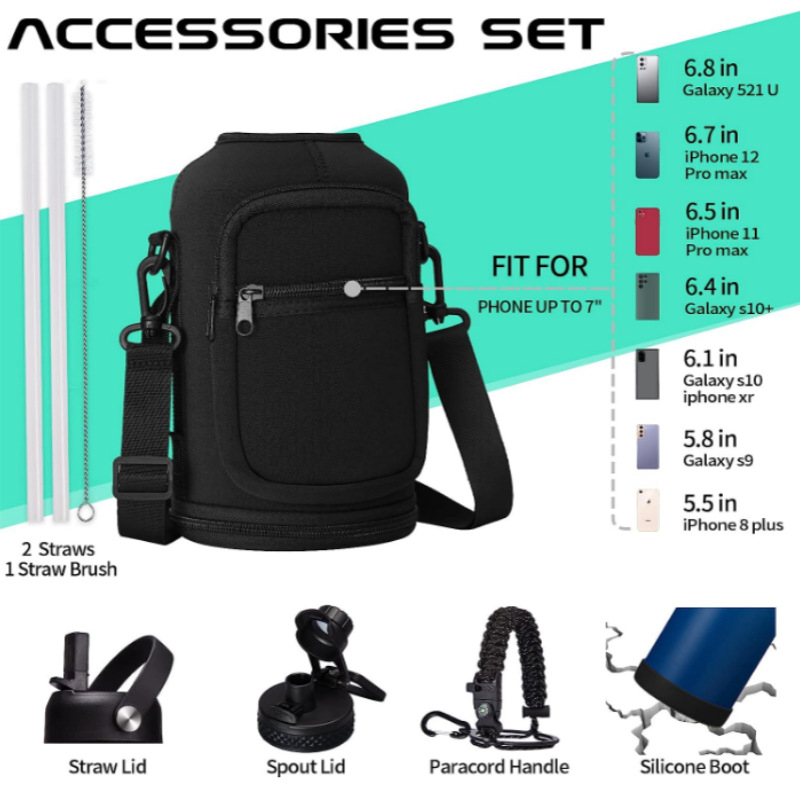 Husă izolatoare pentru sticla de 64oz și geantă cu capacitate mare de 128oz pentru activități în aer liber – design tematic spațial