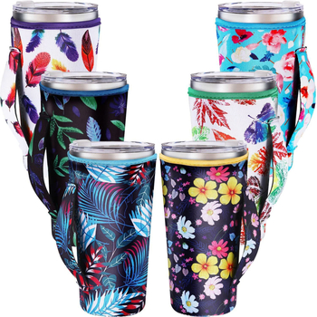 Manșon neopren personalizat pentru pahare, cu mâner, izolat, pentru cafea, ceai cu lapte și cola