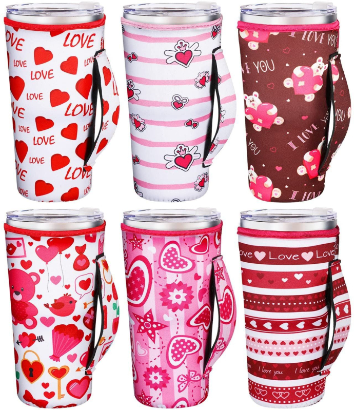 Manșon neopren personalizat pentru pahare, cu mâner, izolat, pentru cafea, ceai cu lapte și cola