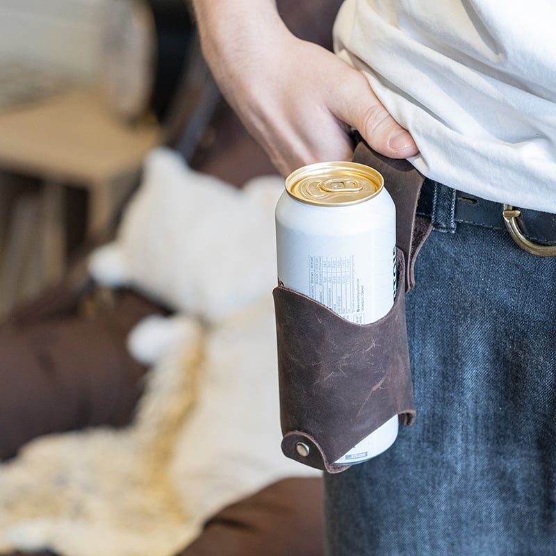 Husă din piele PU pentru pahar cu curea, suport pentru doze de bere pentru camping și grătar, protecție vintage pentru pahar