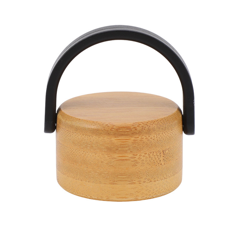 Pahar rotund din sticlă cu capac din lemn și mâner, portabil, capac personalizabil