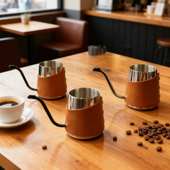 Husă din piele PU pentru ibric de cafea turnată manual — antiderapant, protecție împotriva arsurilor, izolație termică, cu deschidere și închidere