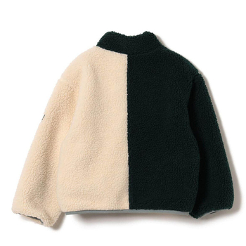 Gyerekeknek készült téli kabát fleece bélésével, kétoldalas cipzárral és álló gallérral, patchwork mintázattal