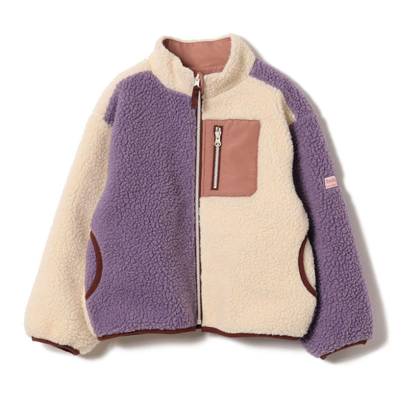 Gyerekeknek készült téli kabát fleece bélésével, kétoldalas cipzárral és álló gallérral, patchwork mintázattal