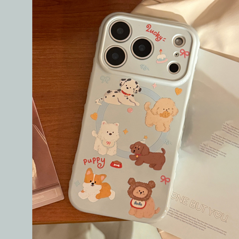 Carcasă TPU moale pentru iPhone 14 Pro Max cu suport magnetic, cățeluș drăguț în stil coreean, anti-cădere