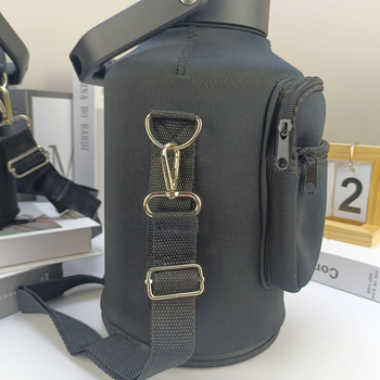 Husă izolantă pentru sticlă de apă cu curea, capacitate mare 64oz/128oz, pentru sporturi în aer liber, cu logo imprimat