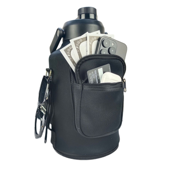 Husă izolantă pentru sticlă de apă cu curea, capacitate mare 64oz/128oz, pentru sporturi în aer liber, cu logo imprimat