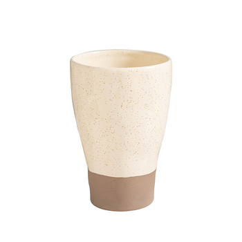 Ceașcă ceramică pentru cafea, crem, potrivită pentru birou, cu capac