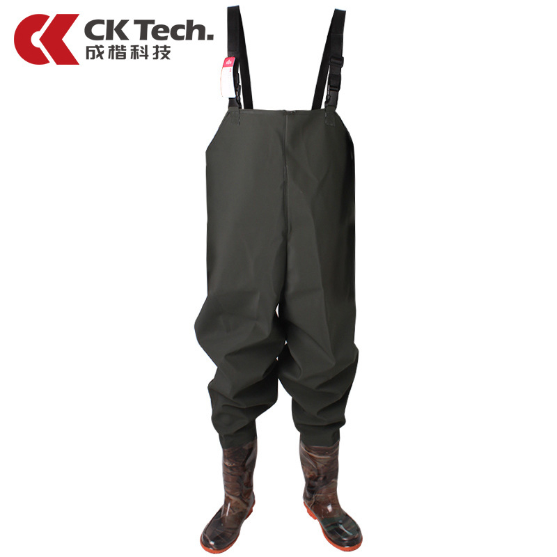 K002 Jednodelni PVC vodootporni waders, poluduga dužine, debeli PVC materijal, za ribolov i kišu