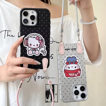 Kožna futrola s korejskim stilom INS, slatki crtani dizajn s točkicama, kompatibilno s iPhone 17 Pro Max, iPhone 16 i iPhone 12