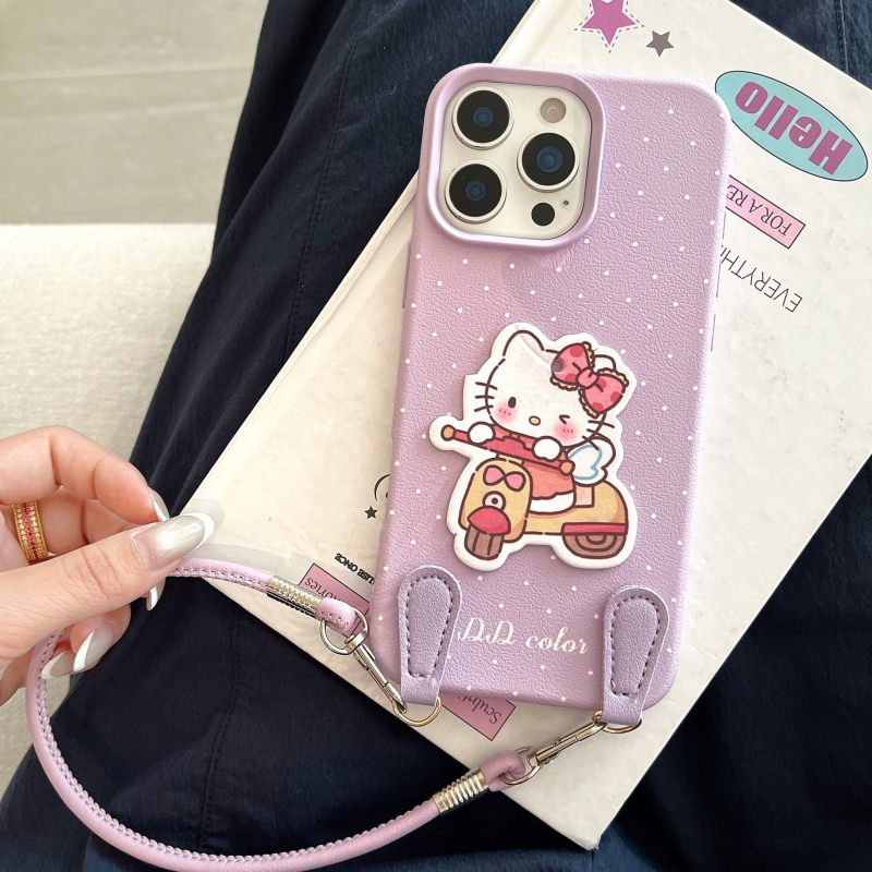 Kožna futrola s korejskim stilom INS, slatki crtani dizajn s točkicama, kompatibilno s iPhone 17 Pro Max, iPhone 16 i iPhone 12