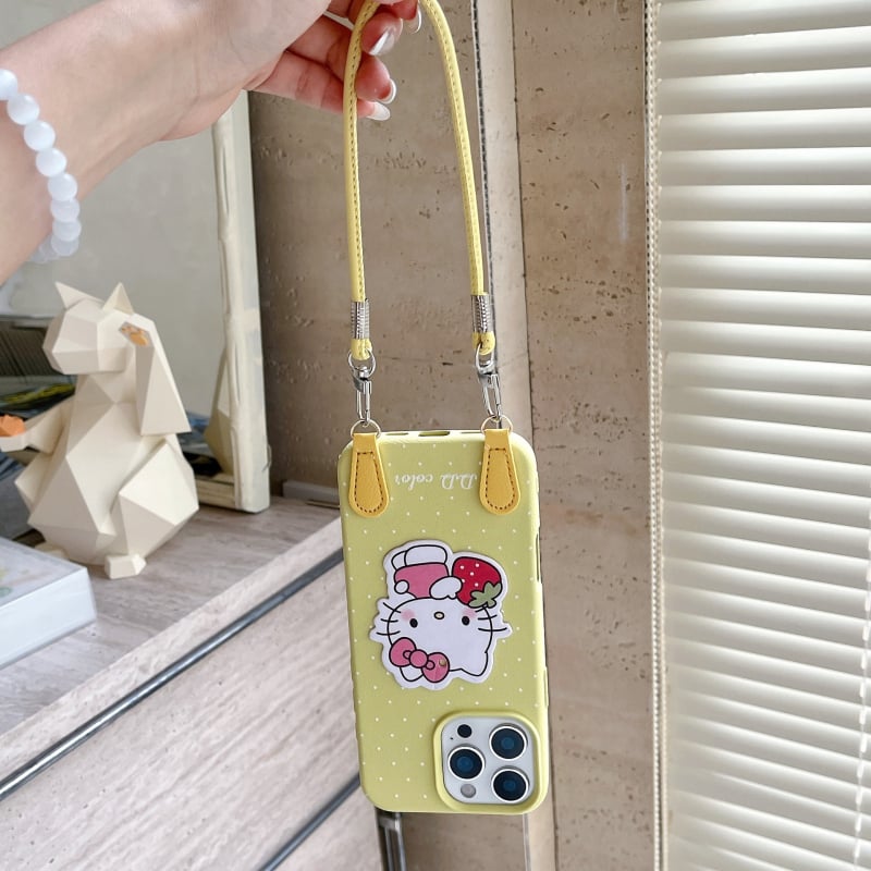 Kožna futrola s korejskim stilom INS, slatki crtani dizajn s točkicama, kompatibilno s iPhone 17 Pro Max, iPhone 16 i iPhone 12
