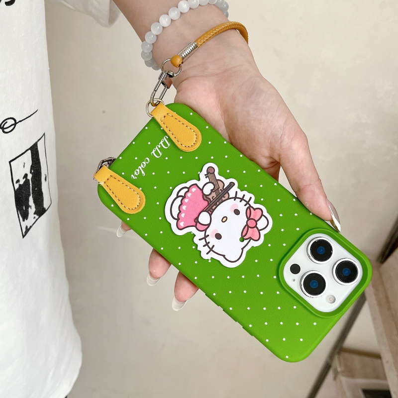 Kožna futrola s korejskim stilom INS, slatki crtani dizajn s točkicama, kompatibilno s iPhone 17 Pro Max, iPhone 16 i iPhone 12
