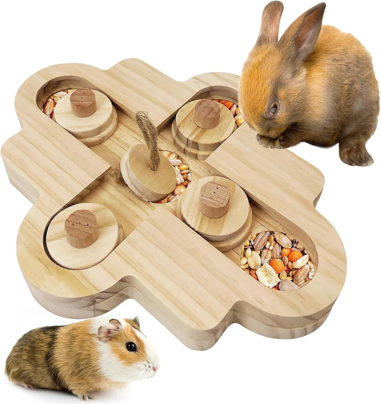 Drvena tacna za traženje hrane za zlatne hamstere, igračka za kavez hamstera, mali hranilnik
