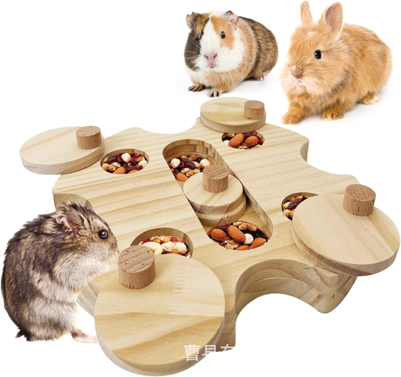 Drvena tacna za traženje hrane za zlatne hamstere, igračka za kavez hamstera, mali hranilnik