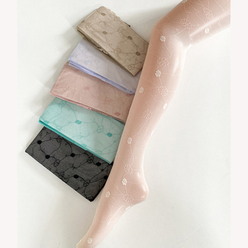 Japanskog stila ultra-tanke pantyhose s reljefnom čipkom i žakardnim cvjetno-vinskim motivom, boja sladoleda, Anti-Snag