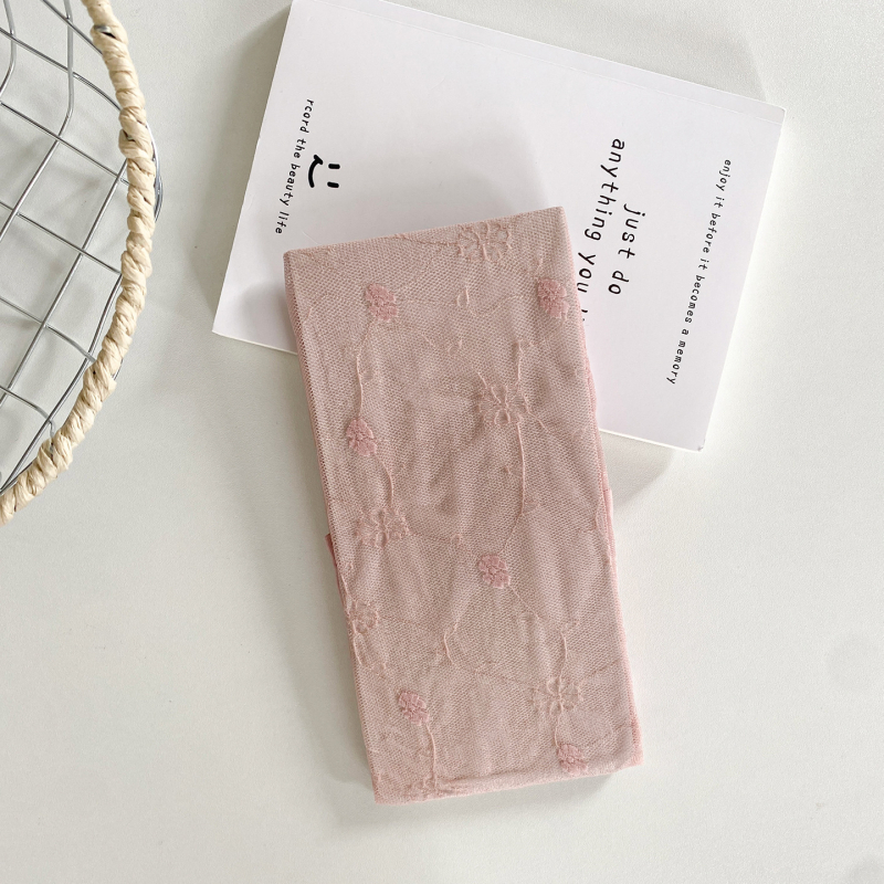 Japanskog stila ultra-tanke pantyhose s reljefnom čipkom i žakardnim cvjetno-vinskim motivom, boja sladoleda, Anti-Snag