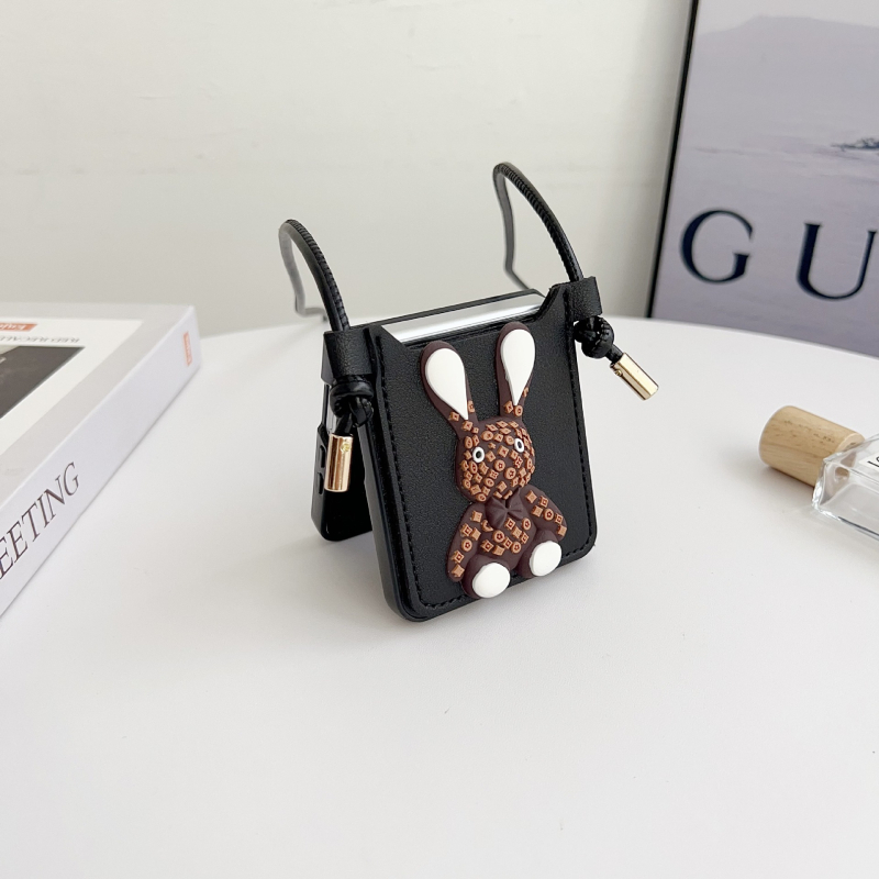 Carcasă TPU crossbody pentru Samsung Z Flip 7/6/5/4, cu motiv Bulldog Francez şi iepure – protecţie antișoc