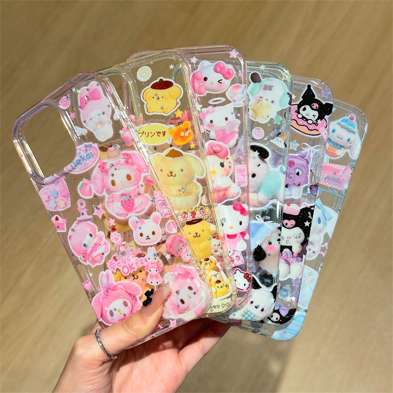 Tinoya TPU maska za iPhone 11/12/13/14 Pro/Max sa Sanrio Cartoon Glitter — Cjeloviti ekran, Zaštita od pada