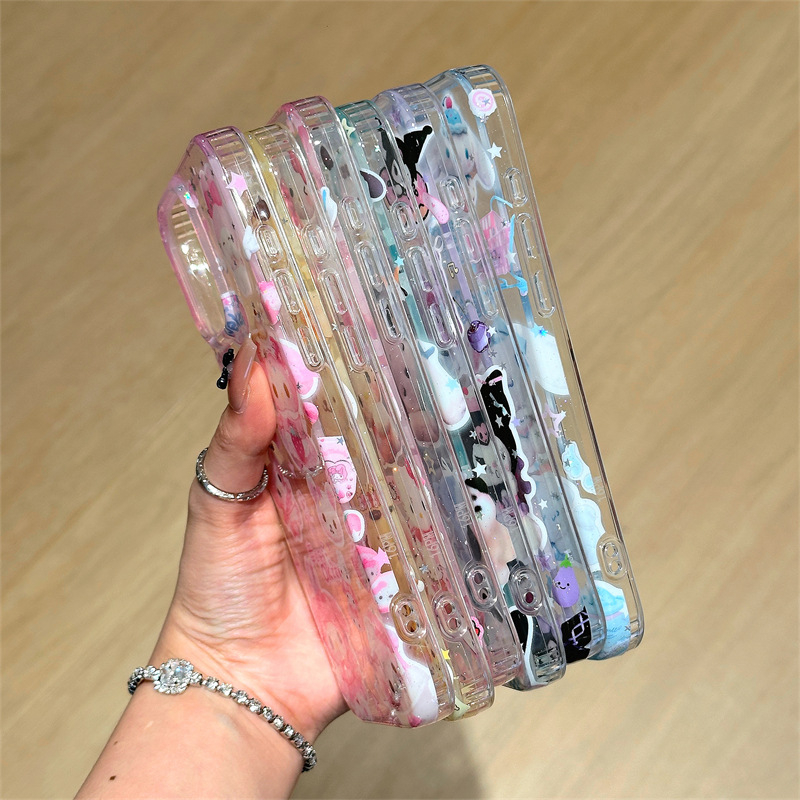 Tinoya TPU maska za iPhone 11/12/13/14 Pro/Max sa Sanrio Cartoon Glitter — Cjeloviti ekran, Zaštita od pada