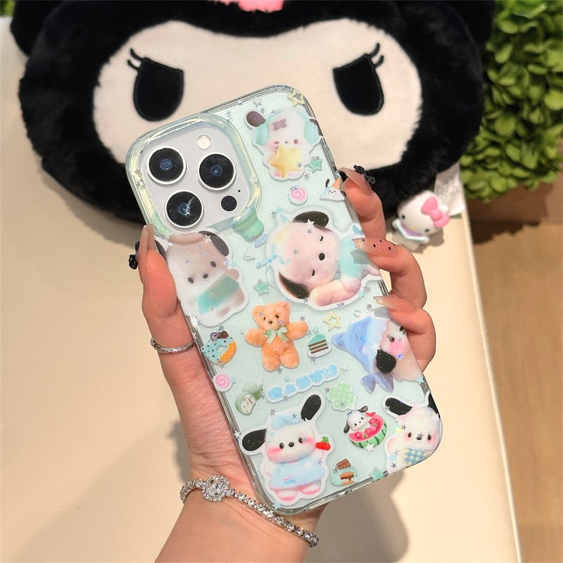 Tinoya TPU maska za iPhone 11/12/13/14 Pro/Max sa Sanrio Cartoon Glitter — Cjeloviti ekran, Zaštita od pada