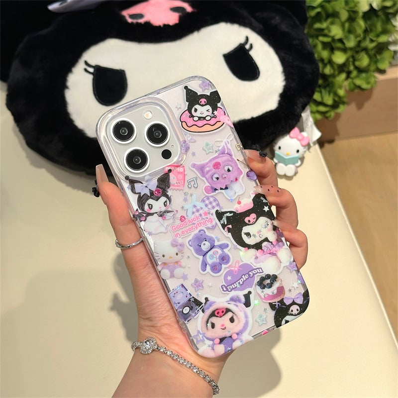 Tinoya TPU maska za iPhone 11/12/13/14 Pro/Max sa Sanrio Cartoon Glitter — Cjeloviti ekran, Zaštita od pada