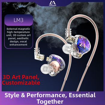 Lafitear LM3 žičane slušalice s zamjenjivim kabelom, dinamički drajver, 3D panel, Hi-Fi za mobilne igre i glazbu