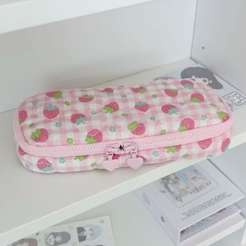 Penar drăguț cu căpșuni, geantă de depozitare pentru rechizite, design proaspăt minimalist