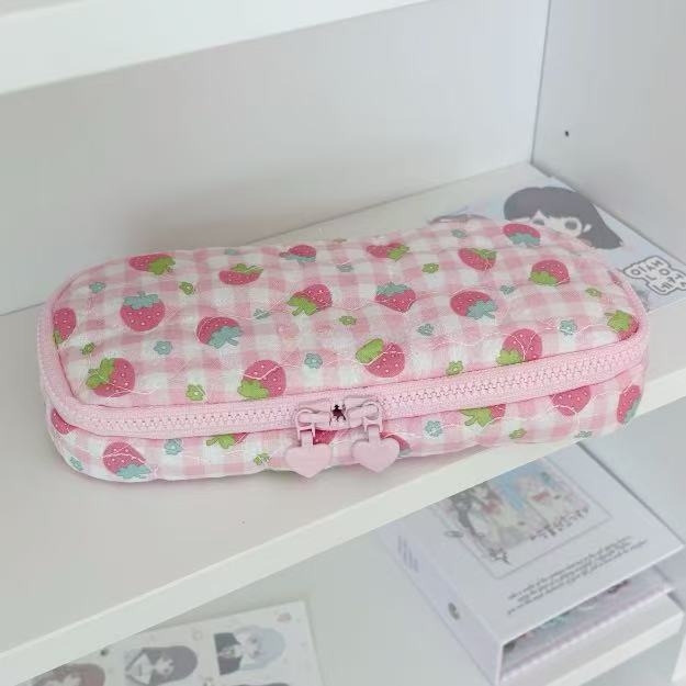 Penar drăguț cu căpșuni, geantă de depozitare pentru rechizite, design proaspăt minimalist