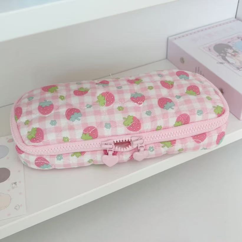 Penar drăguț cu căpșuni, geantă de depozitare pentru rechizite, design proaspăt minimalist