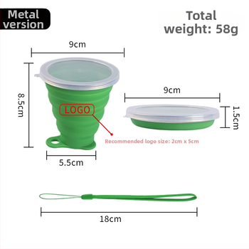 Zložitelný kempingový pohár s viečkom, prenosný pohár na vodu zo silikónu s potravinárskou kvalitou, pohár na kefku na zuby, odolný voči vysokým teplotám