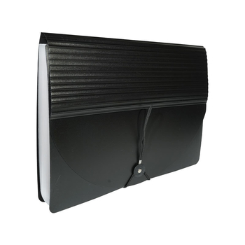 Fișier acordeon cu buzunare 13/25, căptușeală interioară color, exterior negru, dimensiuni 33x25 cm