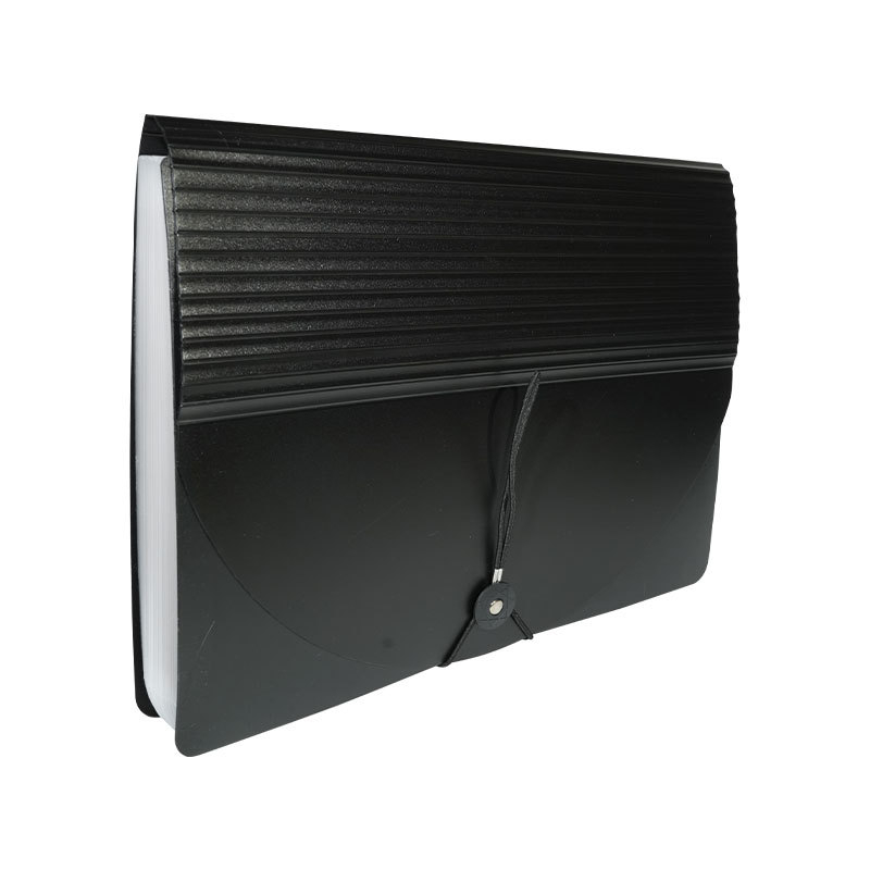 Fișier acordeon cu buzunare 13/25, căptușeală interioară color, exterior negru, dimensiuni 33x25 cm