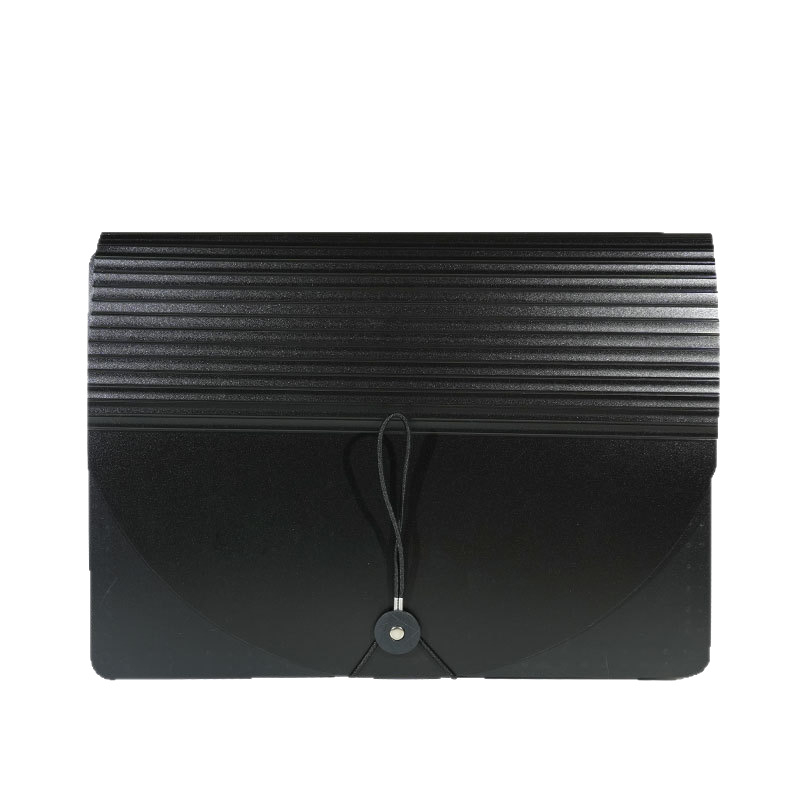 Fișier acordeon cu buzunare 13/25, căptușeală interioară color, exterior negru, dimensiuni 33x25 cm