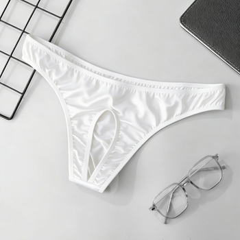 Muški seksi thong s prednjim izrezom, tkanina ice silk, niska struka, elastično i prozračno donje rublje