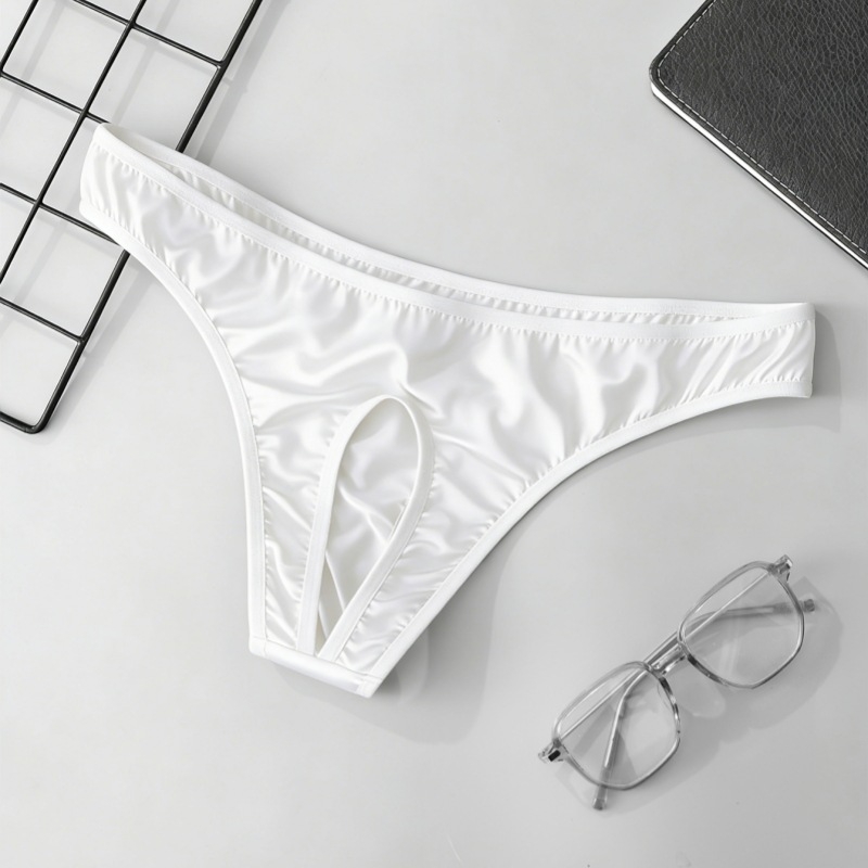Muški seksi thong s prednjim izrezom, tkanina ice silk, niska struka, elastično i prozračno donje rublje