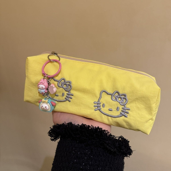 Geantă de machiaj în stil japonez, cu ilustrații desen animate, spațiu mare, ideală pentru papetărie și pixuri pentru elevi