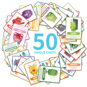 50 carduri text colorate cu monștri mici, în engleză – lot