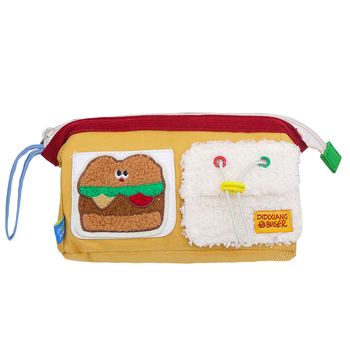 Penar cu design ursuleț-burger, drăguț, cu fermoar, pentru elevi