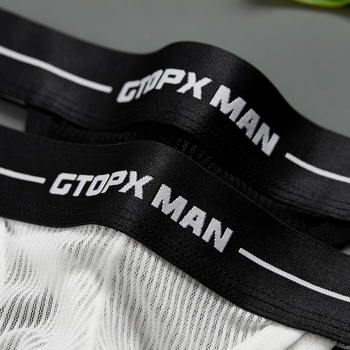 GTOPX MAN Muške tangice s prugastom mrežom, prozirne, niskog struka