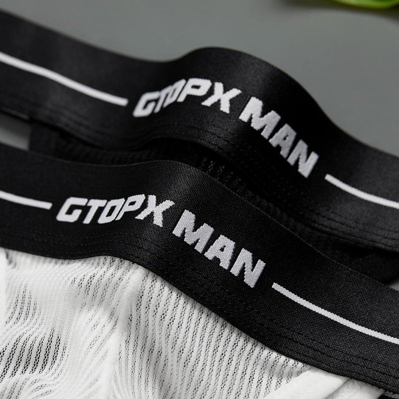 GTOPX MAN Muške tangice s prugastom mrežom, prozirne, niskog struka