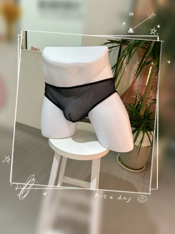 Sexy muški thong s lancem, prozračno, nizak struk, tanke naramenice, mrežasti prozirni erotski donji dio
