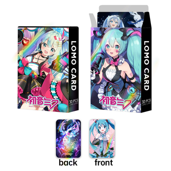 Carduri Hatsune Miku, dublu-față, 30 de carduri mici, stil LOMO, ambalate într-o cutie – carduri de felicitare pentru anime