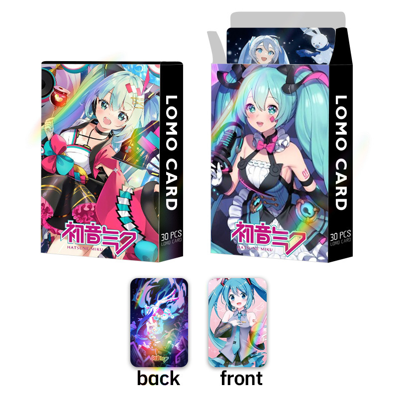 Carduri Hatsune Miku, dublu-față, 30 de carduri mici, stil LOMO, ambalate într-o cutie – carduri de felicitare pentru anime