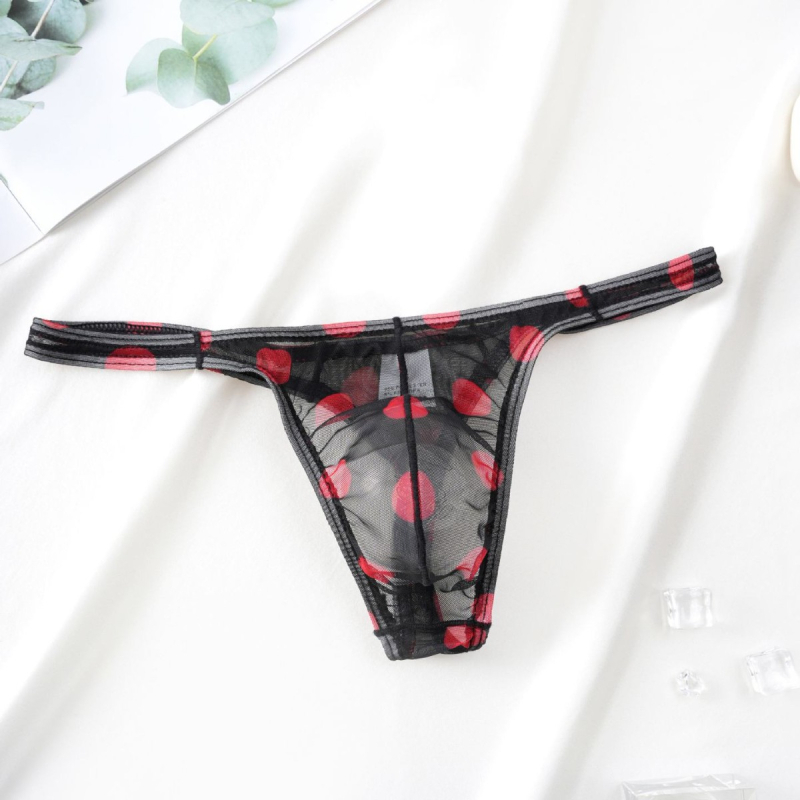 Muške prozirne tangice s otiskom od ice silk, tanke i seksi