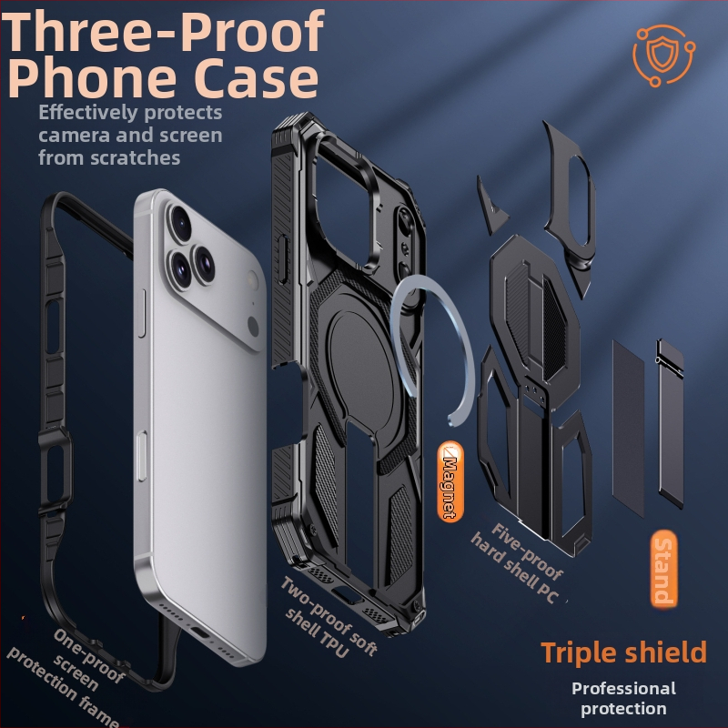 Kućište za iPhone 17 Pro Max sa skrivenim magnetskim držačem, zaštitom od pada na četiri kuta i MagSafe kompatibilno