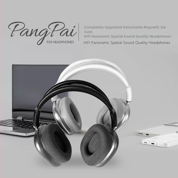 Pangpai P29 Bežične Bluetooth slušalice s magnetskim ušnicama, mrežasti traka za glavu, okretni gumbi, TF kartica podrška, 10–12 sati baterije, IPX3