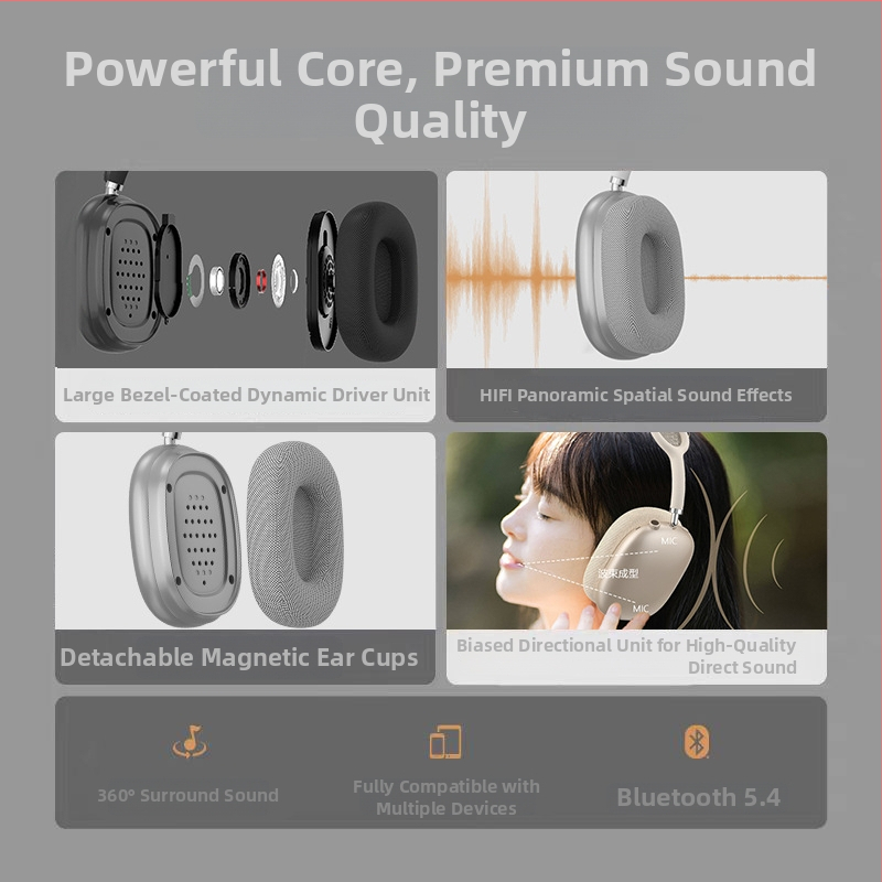Pangpai P29 Bežične Bluetooth slušalice s magnetskim ušnicama, mrežasti traka za glavu, okretni gumbi, TF kartica podrška, 10–12 sati baterije, IPX3