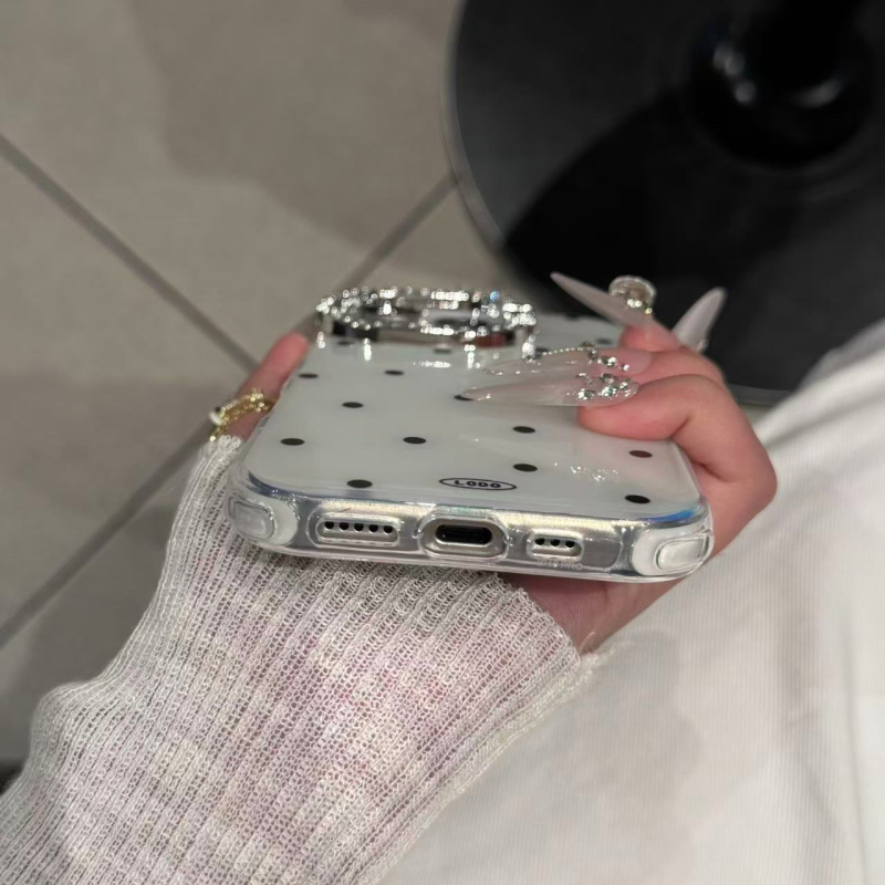 Kryt za iPhone u Ins stilu s uzorkom točkica i lećom u obliku mačjeg oka, 2-u-1, mat završna obrada